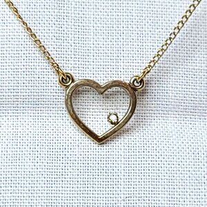 Vintage Artistry 12K Golf Filled Diamond Accent Heart Necklace